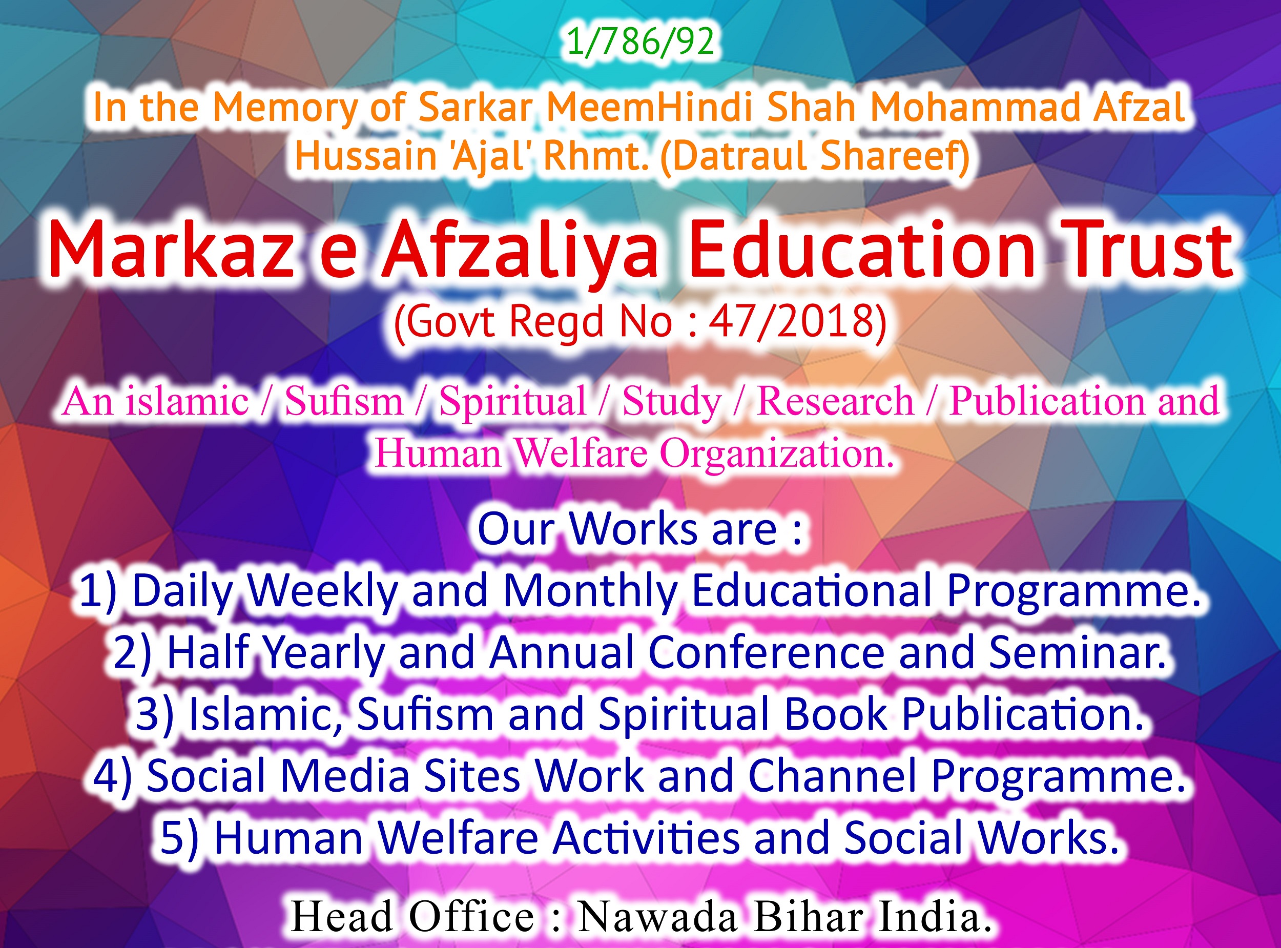 Markaz e Afzaliya Work